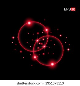 isolated red Rays with lens flare, Sun flare, flare on the black background. Transparent Vector Illustration