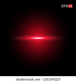 isolated red Rays with lens flare, Sun flare, flare on the black background. Transparent Vector Illustration