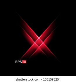 isolated red Rays with lens flare, Sun flare, flare on the black background. Transparent Vector Illustration