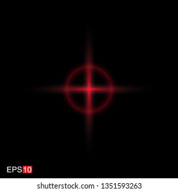 isolated red Rays with lens flare, Sun flare, flare on the black background. Transparent Vector Illustration
