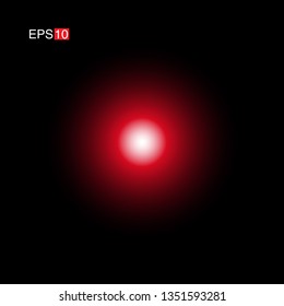 isolated red Rays with lens flare, Sun flare, flare on the black background. Transparent Vector Illustration