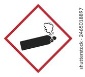 Isolated red rectangle sign of high pressure tank, gas bottle with cartoon style