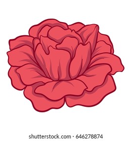Isolated red rose. Stock line vector illustration.