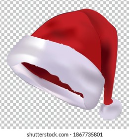 isolated red Santa hat vector in a transparent background.