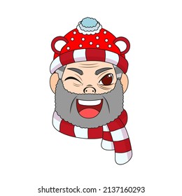 Escarabajo rojas aisladas anciano navidad lindaje lindo rostro vector ilustración