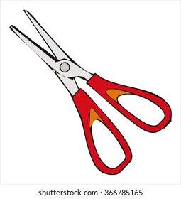isolated red scissors tool vector cartoon
