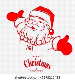 Isolated red silhouette of Santa Claus, Christmas design element.
