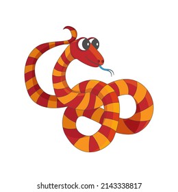 Isolated red snake animated animals jungle vector illustration