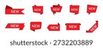 Isolated Red Stickers New Arrival, Product tags, Sale Lables, Business and Shoping illustration elements, Online Marketing icon set, Editable.
