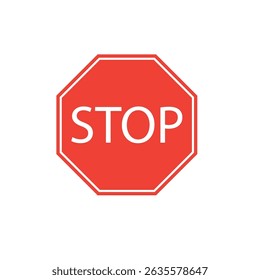 Isolated of Red stop sign on white background for traffic regulations warning symbol by EPS10 file illustration.