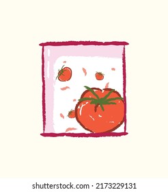 Isolated red tomato can in flat simple cute vector illustration art design