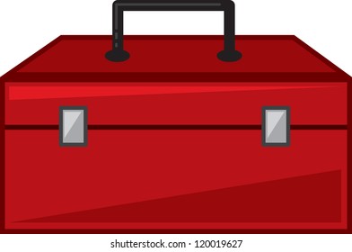 Isolated Red Toolbox Cartoon Closed