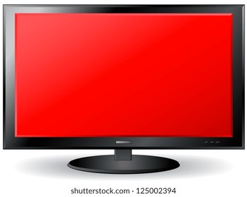 isolated red TV screen with place for text