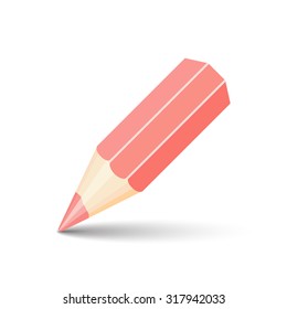 Isolated red vector pencil on white background. illustration