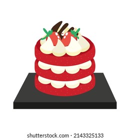 Isolated red velvet cake Gourmet dessert Sweet food Vector illustration