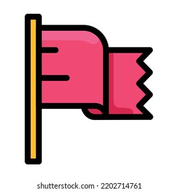 Isolated red waving flag videogame icon Flat design Vector
