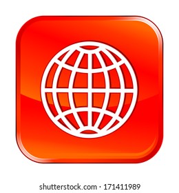 Isolated red web icon on white background