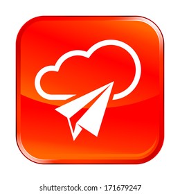 Isolated red web icon on white background