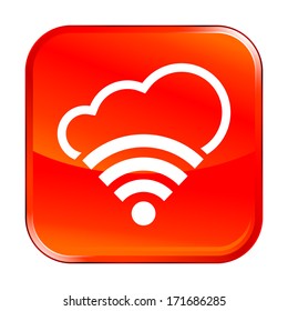 Isolated red web icon on white background