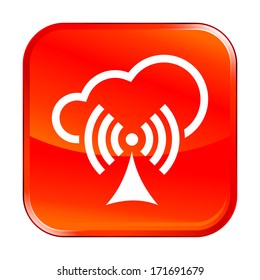 Isolated red web icon on white background