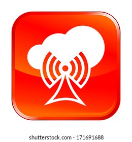 Isolated red web icon on white background