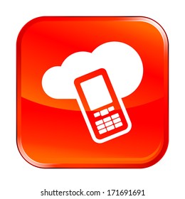 Isolated red web icon on white background