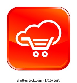 Isolated red web icon on white background