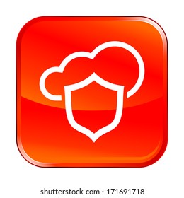 Isolated red web icon on white background
