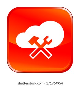 Isolated red web icon on white background