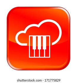 Isolated red web icon on white background