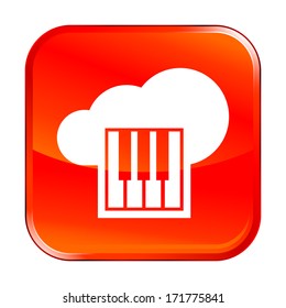 Isolated red web icon on white background