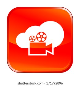 Isolated red web icon on white background