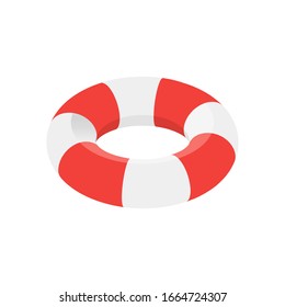 Isolated red and white lifebuoy icon on a white background. Vector isometric illustration.