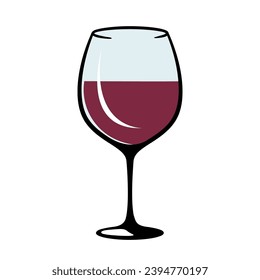 Icono de vidrio de vino tinto aislado logotipo de ilustración de vector plano clipart