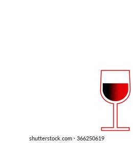 Isolated red wine glass in the right corner on a white background.