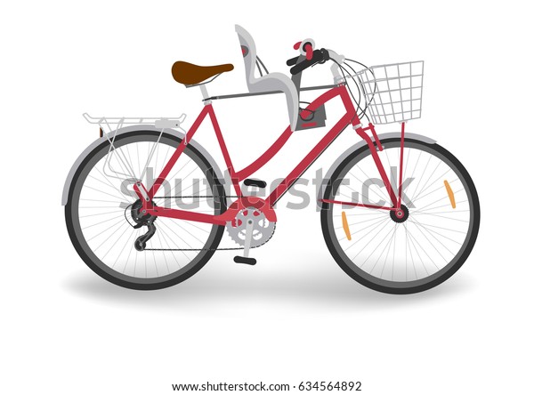 Isolated Red Womens Bicycle Front Bike 