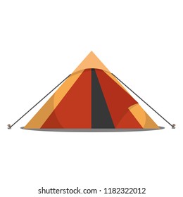 Isolated red and yellow tent with a shadow under it on a white background. Flat cartoon style vector illustration.