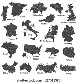 isolated regional country maps