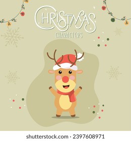 Isolated reindeer cartoon kawaii Christmas characters Vector illustration