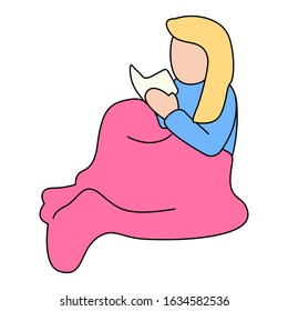 Isolated relaxed woman. Hygge concept - Vector illustration