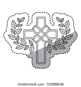 Isolated religion cross and wreath design
