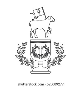 Isolated religion cup and sheep design