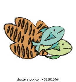 Isolated religion fish and bread design