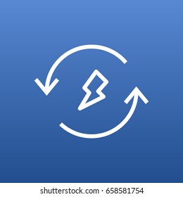 Isolated Reload Outline Symbol On Clean Background. Vector Renewable Energy Element In Trendy Style.
