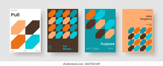 Isolated Report Layout. Geometric Poster Design. Abstract Book Cover Template. Background. Business Presentation. Banner. Brochure. Flyer. Pamphlet. Journal. Magazine. Catalog. Newsletter. Leaflet