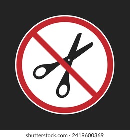 Isolated restriction label design of do not use or bring scissors fo safety and secutiry label sign