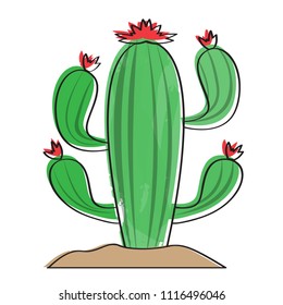 Isolated retro cactus icon