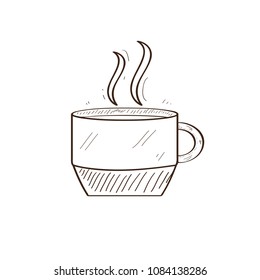 Isolated retro coffee mug sketch