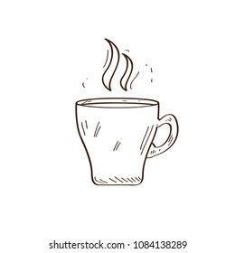 Isolated retro coffee mug sketch