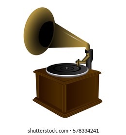 Isolated retro gramophone on a white background, Vector illustration